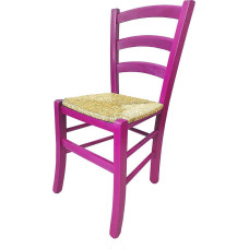 Venice Coloured Wood Straw Chair for Restaurant Agritourism Kitchen Home - Green, Blue, Yellow, Red (Fuchsia)