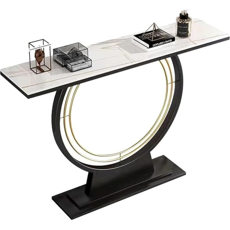 CAFIEDR Coffee Table, Black Entrance Table, Rectangular Sofa Table with Adjustable Support Bar, Living Room Table, Hotel Porch Table