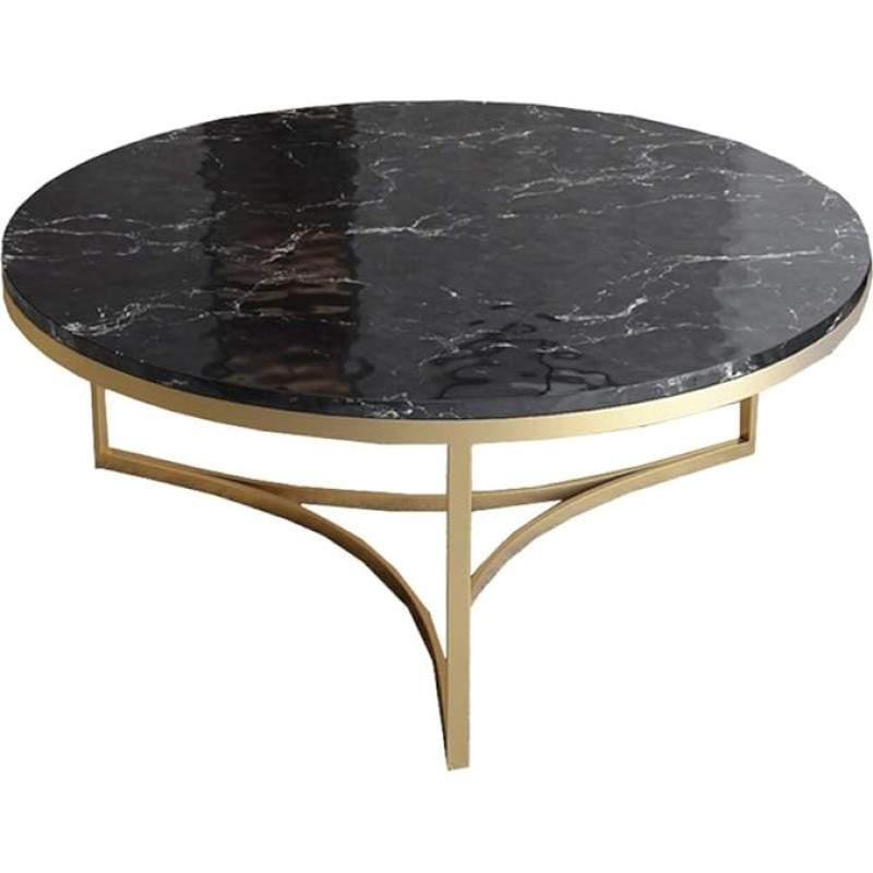 CAFIEDR Coffee Table Living Room Marble Coffee Table Round Mini Sofa Table Bedroom Bedside Table 55 x 55 x 32 cm