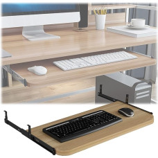 Ergonomische Tastaturablage aus Holz, höhenverstellbar, unter dem Schreibtisch, ausziehbare Ablage, 54 x 60 x 70 x 27 cm, einfach zu installieren, platzsparende Lösung für Home Office