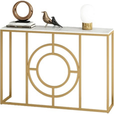 CAFIEDR Coffee Table Gold Entrance Table, Marble Console Table with Shelf, Narrow Sofa Table for Living Room, Bedroom, Bedside Table