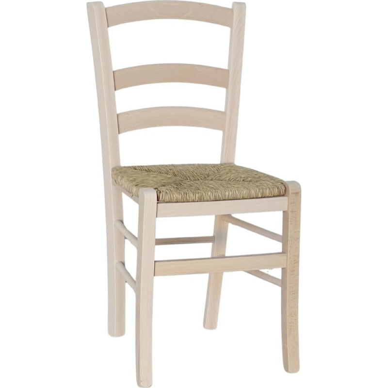 OKAFFAREFATTO MADDALONI Venezia Chair with Straw Seat in Natural Beech Wood, Untreated for Painting, Home, Kitchen, Garden, Restaurant, Ready Assembled