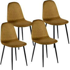 Dining Room Chairs, Set of 4, 100% Velvet, Beautiful and Luxurious, Camel Bucket Chair, Living Room Chair with Backrest, Velvet Armchair, Stainless Steel Kitchen Chair, Black Metal Legs, Non-Slip