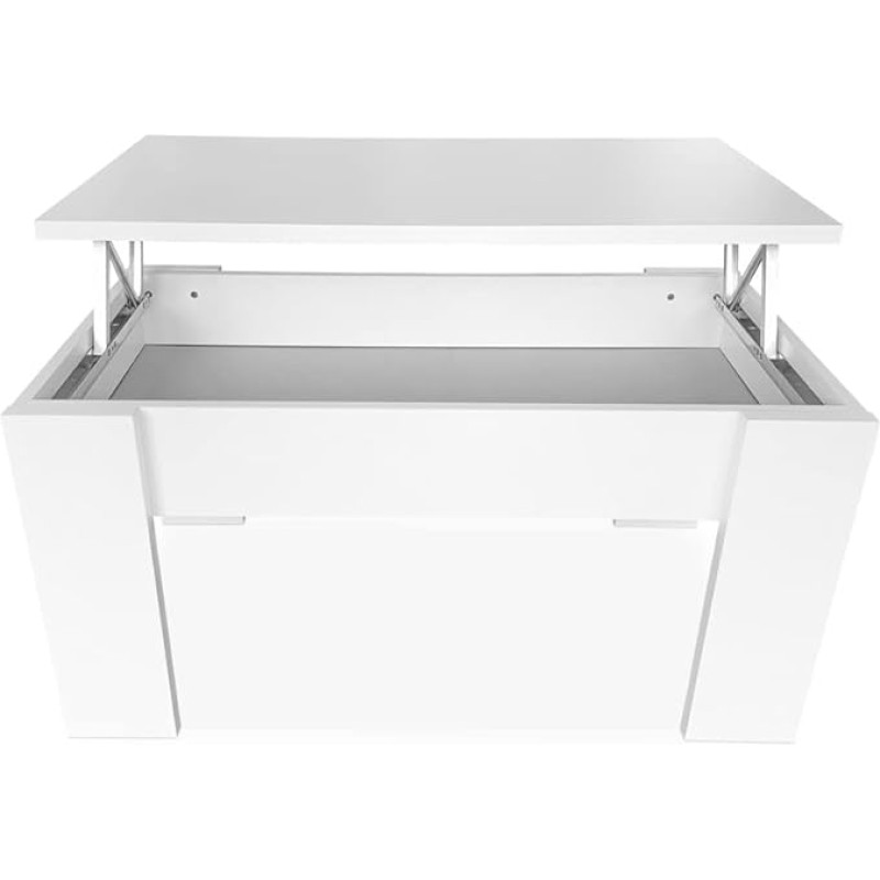 mattfy Coffee / Tea Table Folding Living Room Dining Room 90 cm (W) x 50 cm (D) x 46 cm (H) White Melamine Wood 90 x 50 x 46/57 cm