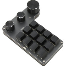 Fockety Gaming Keyboard, 12 Keys Macro Keyboard, Multifunctional DIY One-Handed Programmable Mechanical Keyboard with 3 Buttons, Plug and Play Gaming (Wired USB)