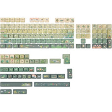 KiiBoom X Cosydiaries Rainy Froggy Day Keycap Set, 143 Keys MOA Profile Keycaps, PBT Custom Keycaps for Mechanical Keyboard, Compatible with ANSI/ISO, 60%, 65%, 75%, TKL, Full-Sized Layout