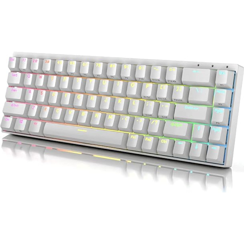 DURGOD Hades 68 Mechanical Gaming Keyboard, 65% Layout ANSI US - USB Type C, Aluminium Housing, Double Shot PBT Cherry Profile (Cherry Silent Red, White)