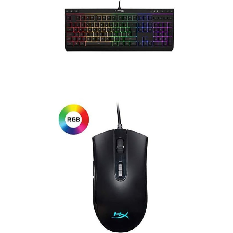 HyperX HX-KB5ME2-DE Alloy Core RGB Membrane Gaming Keyboard (Qwertz German Layout) Black + Pulsefire Core RGB Gaming Mouse Black