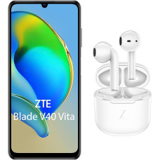 ZTE nutitelefon Blade V40 vita Buds White (17,13 cm (6,75 tolli) HD+ ekraan, 4G LTE, 4 GB RAM ja 128 GB sisemälu, 48MP põhikaamera ja 8MP esikaamera, Dual SIM, Android R) Must