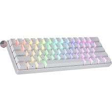 Ranked N60 Nova Mechanical 60 Percent Keyboard, Hotswap Gaming Keyboard, 61 Programmable Keys with RGB Lighting, PC/Mac Gamer, US American Layout (White, Gateron Blue)