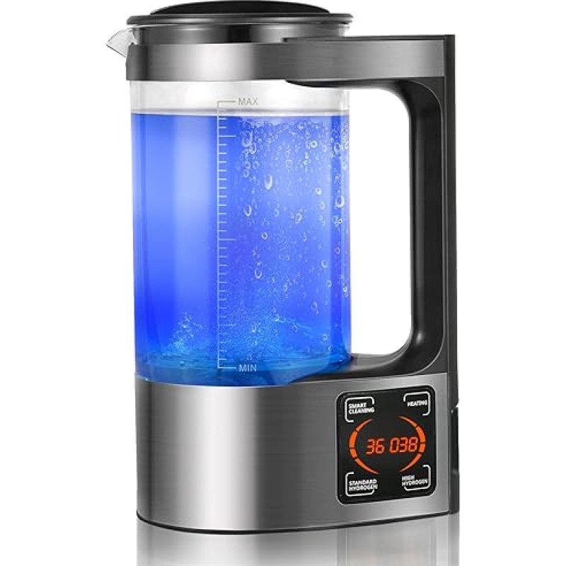 Hydrogen Generator, Aomdom 2L Hydrogen-Rich Water Generator with Large Capacity, Portable Hydrogen Water Ioniser with Thermostat Function and LED Touch Screen for Families