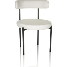 hjh OFFICE TEDIO Upholstered Dining Room Chair Modern Chair Kitchen Chair with Teddy Fabric and Metal Legs, Large Upholstered Seat, White