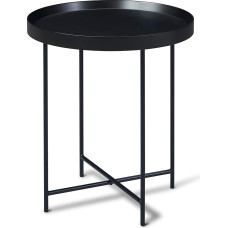 Aviina Round Side Table - Black Bedside Table for Bedroom, Painted Top with Metal Legs, Small Coffee Table, Sofa Side Table or Tea Table for Living Room, 50 × 50 × 55 cm