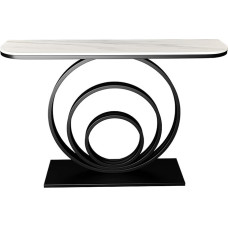 zxhrybh Console Table for Entrance Area, Narrow Console Table, Sturdy Sideboard, Slim with Metal Frame, for Entrance, Kitchen, Hallway Table (Black + White, 31.4 inches/80 cm)