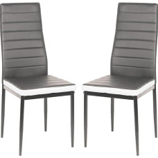 Dining Room Chairs, Set of 2, Dining Room Chairs Modern, Faux Leather Cover, High Backrest, Comfortable Dining Room Chair, Faux Leather Chair, SGS Tested (2, Grey and White)