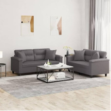 Juroupi 3202374 2-Piece Sofa Set with Cushion Sofa Living Room Sofa Set Sofas for Living Room Grey Faux Leather