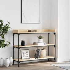 Makastle Narrow Console Table with Shelves, Entrance Table, Hallway Table, Exhibition Table, Sofa Table for Living Room, Sonoma Oak, 100 x 30 x 80 cm