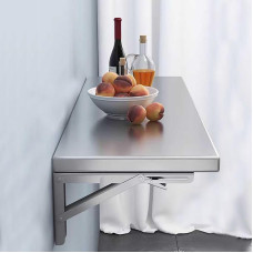 Klapptisch zur Wandmontage, Edelstahl 304, 0,8 mm gebürstete Oberfläche, platzsparendes Design, 180 x 25 cm, ideal für kleine Räume, Küche, Büro und Esszimmer