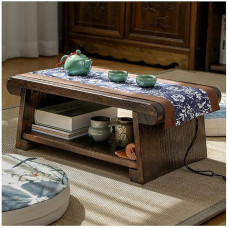 Tragbarer japanischer Klapptisch, antiker Couchtisch, multifunktionaler niedriger Tisch mit Erkerfenster, platzsparendes Design für kleine Bereiche (Einheitsfarbe, 80 x 40 x 33 cm)