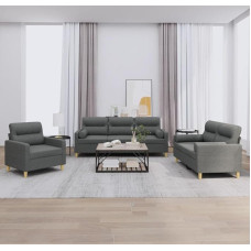 Juroupi 3-TLG. Sofagarnitur mit Kissen Sofa Wohnzimmer Sitzgruppe Wohnzimmer Sofa Set Sofas FüR Wohnzimmer Dunkelgrau Stoff - 3201553