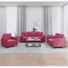 Juroupi 3-Piece Sofa Set with Cushion Sofa Living Room Sofa Set Living Room Sofa Set Sofas for Living Room Wine Red Velvet