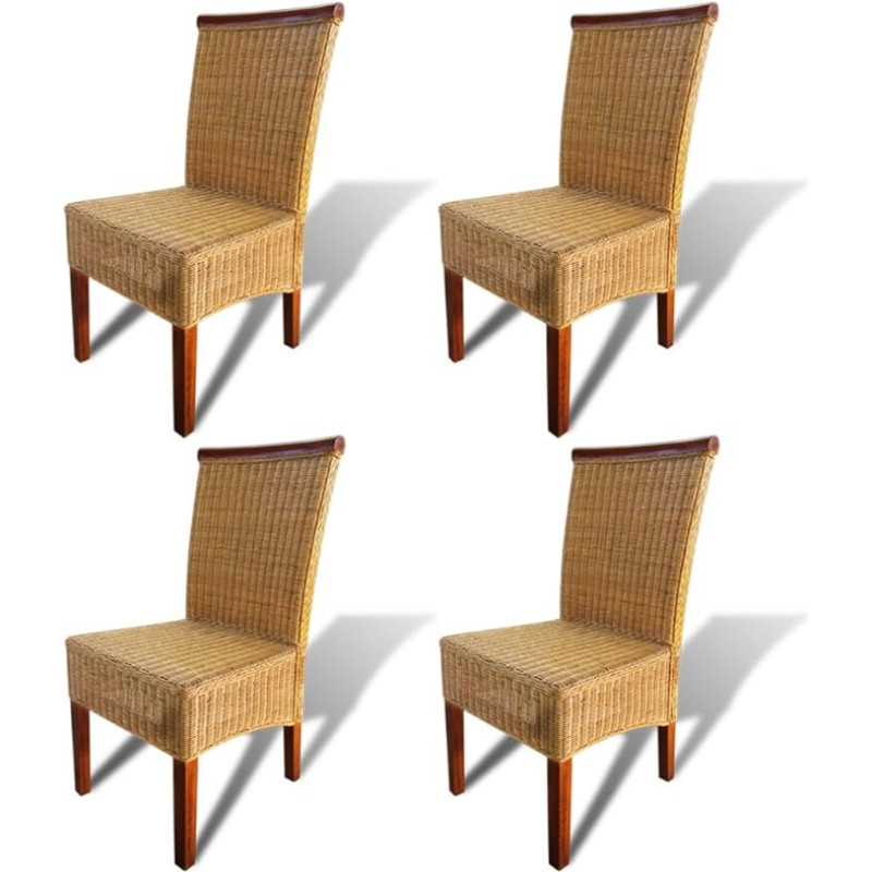 Festnight Set of 4 Dining Room Chairs, Dining Chairs, Kitchen Chairs, Rattan Chairs, 47 x 50 x 97 cm, Chair Set for Kitchen or Dining Room, Brown with Red