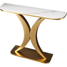 HARELA Modern Console Table, Simple Living Room Sofa Table, for Living Room, Bedroom, Entrance Hall, Hallway, Sturdy Metal Frame & Easy Assembly (Gold A, 120 cm / 47.2 inches)