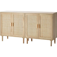 VEVOR Rattan Cabinet Rattan Chest of Drawers 2 Pieces Storage Cabinet with 4 Magnetic Doors Sideboard Buffet Cabinet with Adjustable Shelves Ideal for Hallway Entrance Area Living Room or Kitchen