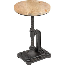 Riess Ambiente Engineer Height Adjustable Side Table 30 cm Round Mango Wood Industrial Design Living Room Table Sofa Table