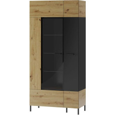 Furniture24 Lucas 12 Display Cabinet, Living Room Cabinet, 2 Doors, Artisan Oak/Black