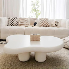 Coffee Table White Living Room Table Shape Cloud Sofa Table Wood Modern Style Coffee Table Living Room Easy Assembly Fashion Design Furniture for Living Room Bedroom (100 cm × 69 cm × 30 cm) (Size :