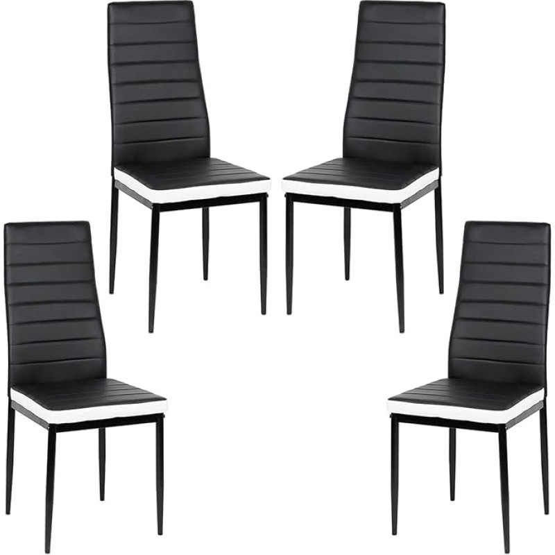 homewell Dining Room Chairs, Set of 4, Ergonomic Back with Steel Frame, Modern PU Leather Restaurant Chairs, Simple and Stylish Family Set (4, Black and White)