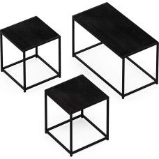 Furinno Camnus Modern Living Room Table Set with One Coffee Table and Two Side Tables, Black, 40 x 76.2 x 44.45 cm