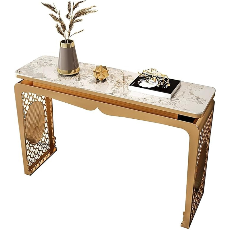 ZXTRYBHD Modern Console Table, Console Table with Golden Base, Narrow Sofa Table for Hallway, Foyer, Living Room, Entrance Area