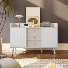 BTM Sideboard with Three Drawers, Exquisite Grain for Bedroom and Living Room, Modern Wood Colour with Storage Shelves. H80/L117.5/D40 cm