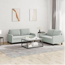Juroupi 3201496 2-Piece Sofa Set with Cushion Sofa Living Room Sofa Set Sofas for Living Room Light Grey Velvet