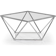 Menzzo Louane Clear Glass Coffee Table with Silver Legs