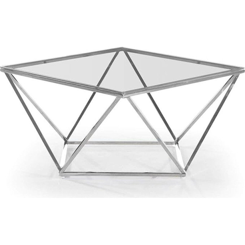 Menzzo Louane Clear Glass Coffee Table with Silver Legs