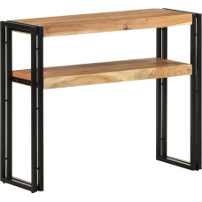 Makastle Vintage Console Table, Console Shelf with 2 Shelves, Hallway Table, Decorative Table, Sideboard, Narrow Sofa Table, Wooden Table with Metal Frame, Industrial Style Wall Desk, 90 x 30 x 75 cm