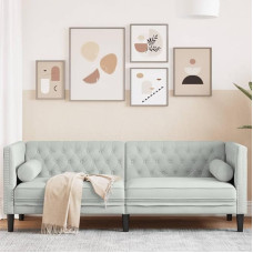 Xichuzi Chesterfield 372693 3-Seater Sofa with Bolsters, Light Grey Velvet, Lounge Sofa, Sofas & Couches, Relax Sofa, Couch for Living Room