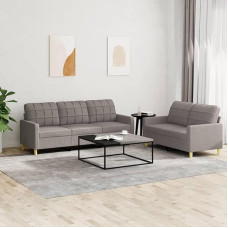 Juroupi 2-TLG. Sofagarnitur mit Kissen Sofa Wohnzimmer Sitzgruppe Wohnzimmer Sofa Set Sofas FüR Wohnzimmer Taupe Stoff - 3201313