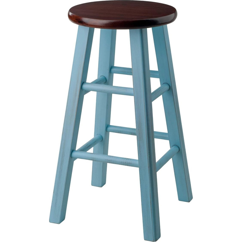 Winsome Wood Ivy Model Name Stool 34.0 x 34.0 x 61.5 cm Rustic Light Blue/Walnut