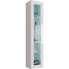 Vigo Glas 180 Hanging Display Cabinet with Glass Shelves, Display Cabinet, Choice of Colours, Storage Cabinet Tall Cabinet, Living Room Highboard, Cabinet (with White LED Lighting, White High Gloss)