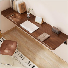 Folding Desk Shelf Wall Mounted Space Saving Table for Office Studio Laundry Room Kitchen Restaurant - Walnut Color (80x24cm)
