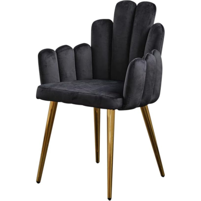 KAWOLA - Freja Dining Room Chair - Modern Design, Comfortable Velvet Cover, Stylish Backrest, Maximum Load 110 kg - Black, Metal