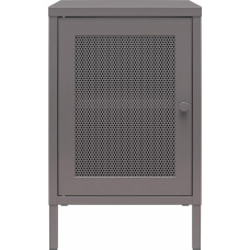 REALROOMS Shadwick Beistelltisch mit 1 Tür, Metallgittertüren, für Schlafzimmer oder Wohnzimmer, Graphitgrau