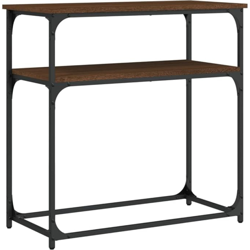 Makastle Console Table, Hallway Table, Decorative Table, Living Room and Bedroom, Standing Shelf, Side Table, Sofa Table, Entrance Table Behind Sofa, Brown Oak Look, 75 x 35.5 x 75 cm, Wood Material