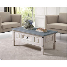 Sam Mexico Furniture Range in White with Brown Top Plate, Solid Pine Wood