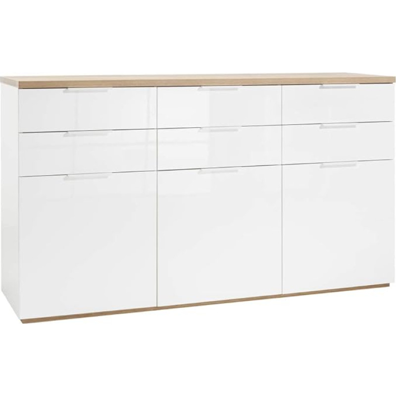 Composad Mundi Sideboard with 6 Drawers and 3 Doors, Sideboard, Entrance Hall, (W x H x D) 179.20 x 102.30 x 50 cm, Colour Oak and White Lacquered, Living Room, Entrance, Made in Italy