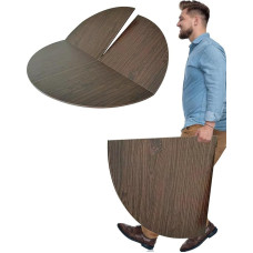 Klappbarer Arbeitstisch, 190 cm Durchmesser, keine Beine, platzsparendes Design, Indoor/Outdoor Gaming Tisch, Braun, Einstellbare Größen 120-200 cm, Tragbare Klappmöbel